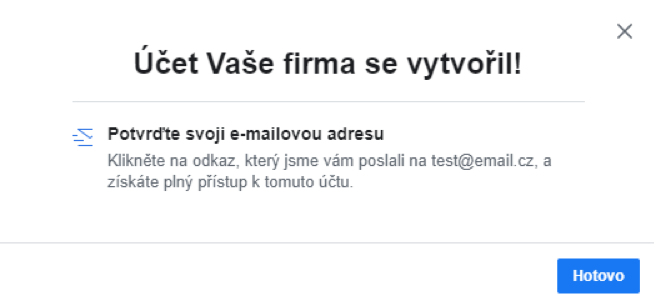 Vytvoření Business manager účtu